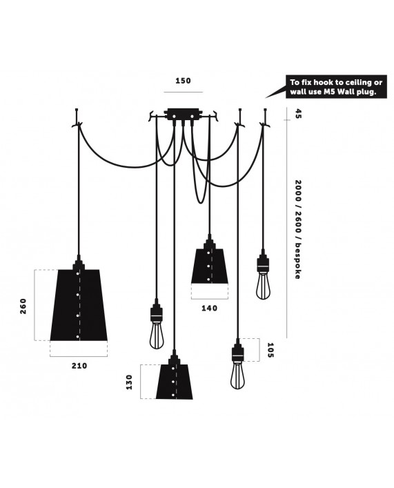 Buster + Punch Hooked 6.0 Mix Graphite Pendant Lamp